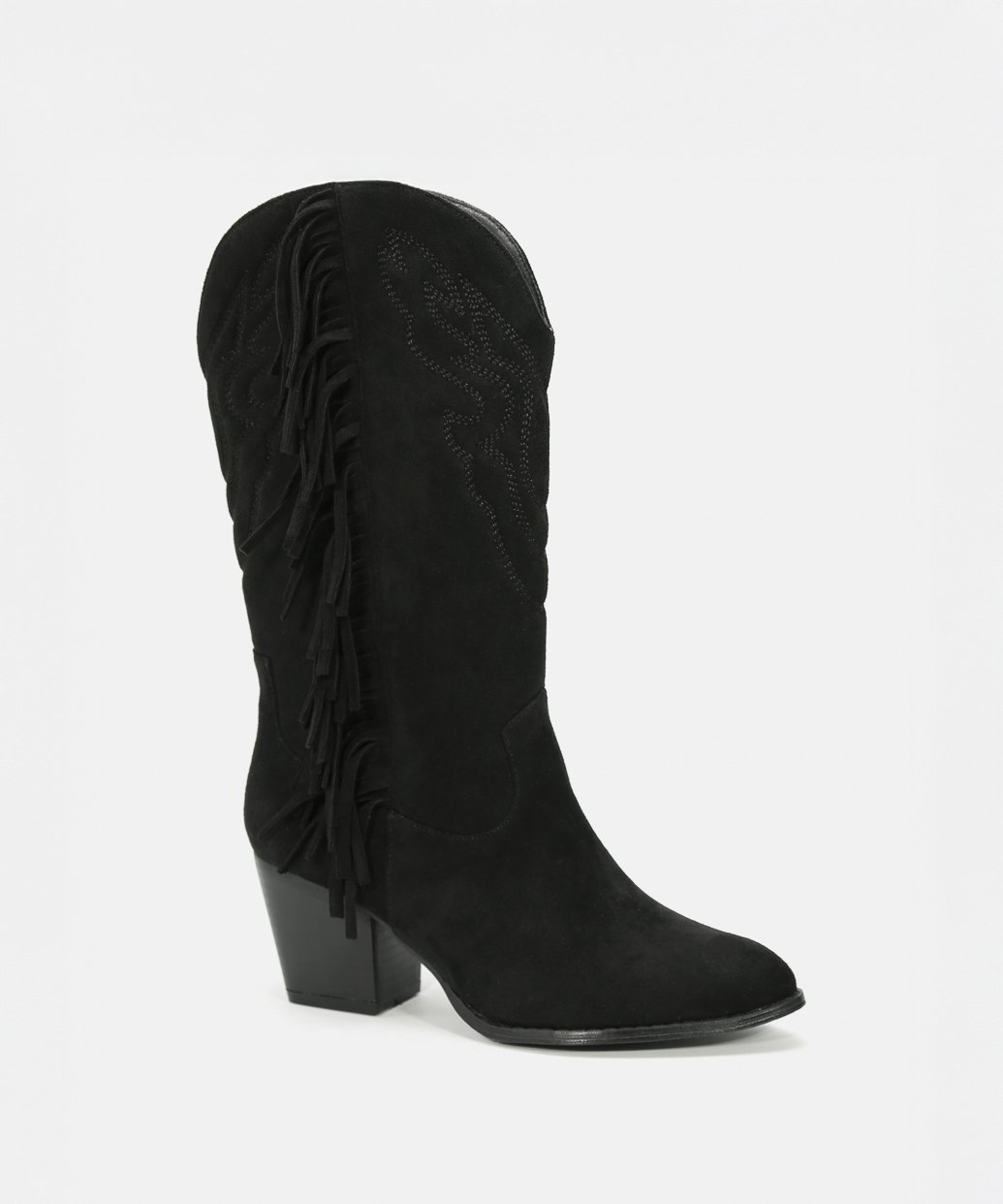 Botas cowboy flecos tacón media caña  image number null